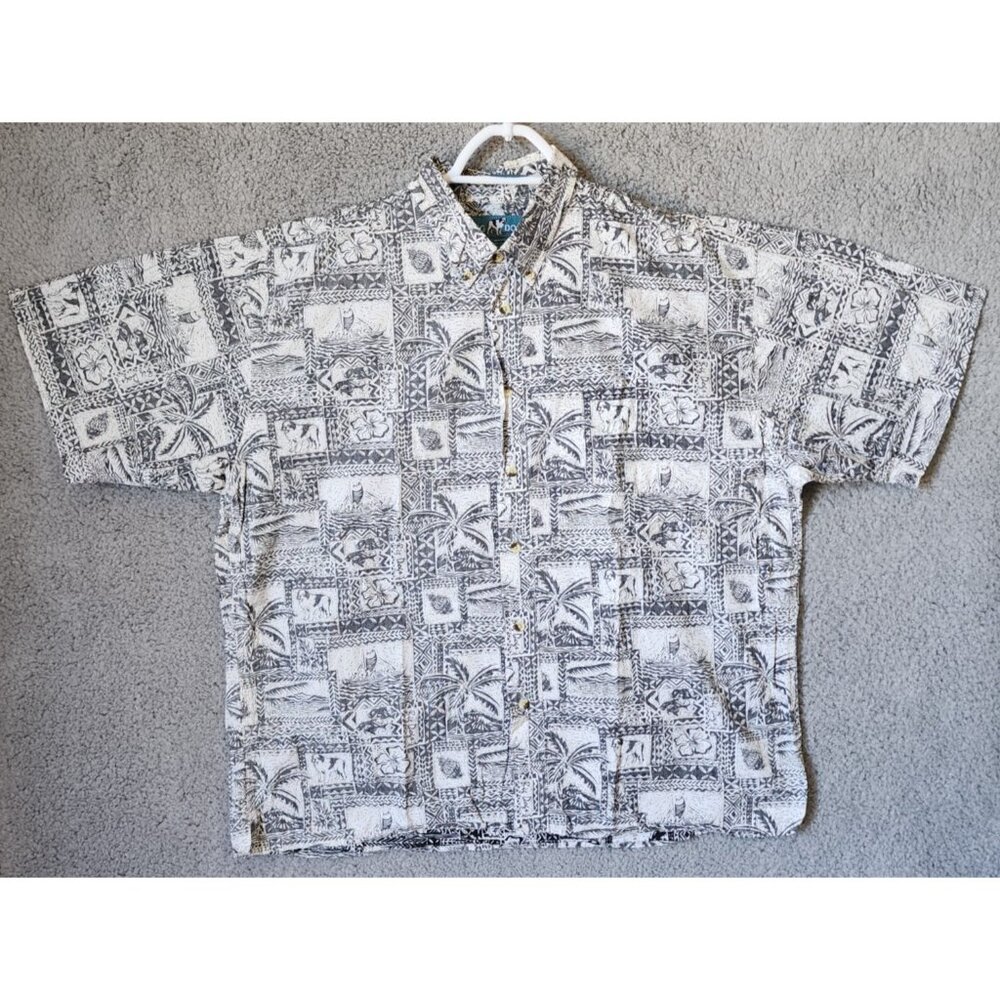 Big Dogs Hawaiian AOP Tropical Beach Button Down Short‎ Sleeve Shirt Size XL